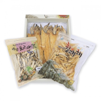 인제로컬푸드,백담 황태선물세트(포5미+채200g+건표고버섯100g) [로컬푸드]